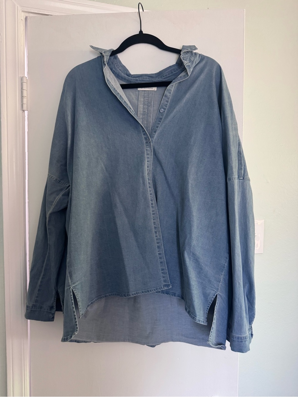 Women's Light Blue Denim Button-Down Shirt - Relaxed Fit